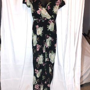 Black Floral Short Sleeve Jumper